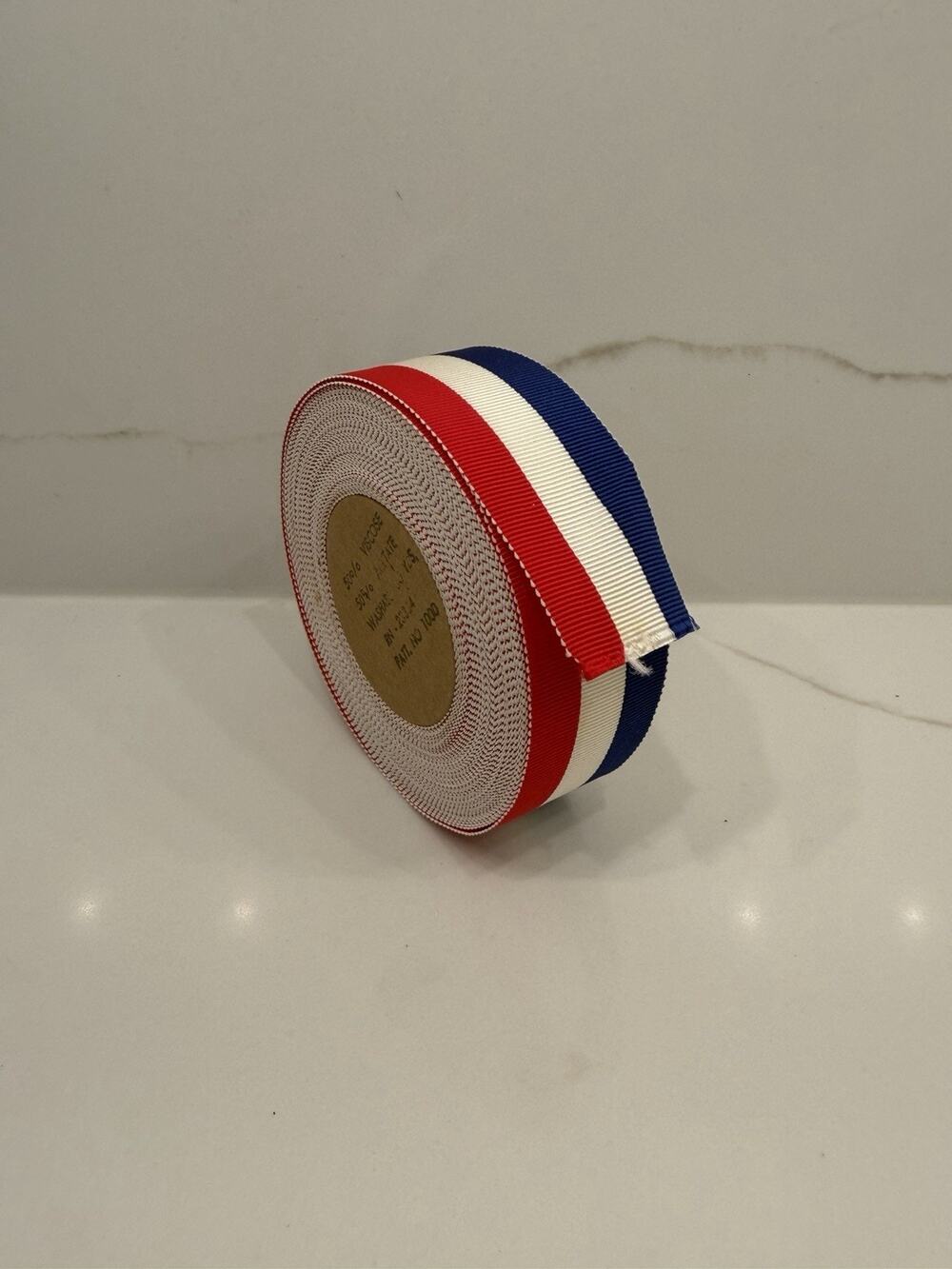 Vintage Red White Blue Ribbon 1.5” Partial Roll Viscose Acetate Sewing Trim